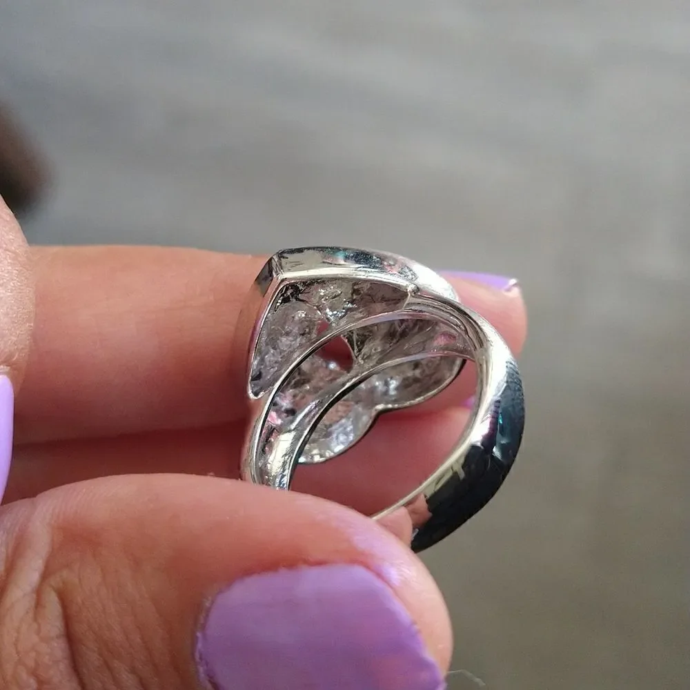 Crystal Pave Heart Ring size 8 - Picture 5 of 6